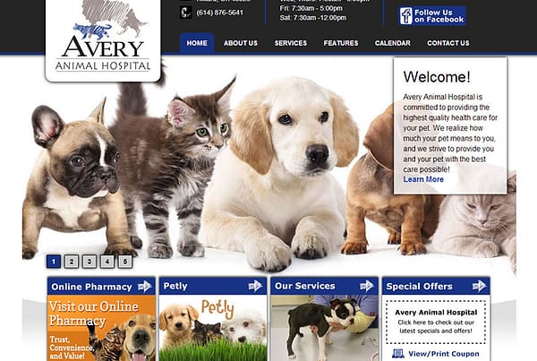 Avery Animal Hospital - Animal Health Website - Robintek
