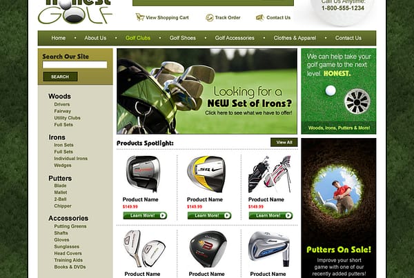 Honest Golf - Golf Shopping Cart Website