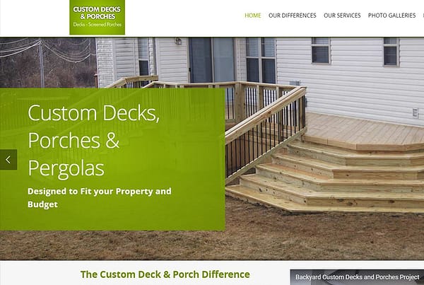 Custom Decks and Porches - Business Website
