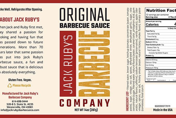Jack Ruby's BBQ Sauce Company Printed Label