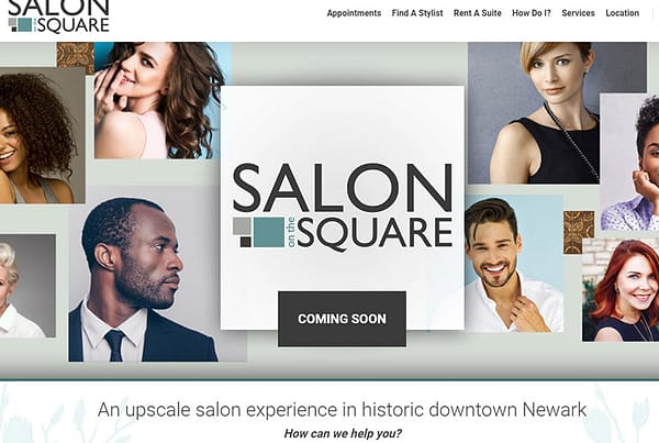 salon on the square website design preview web page
