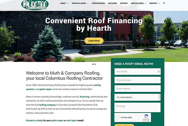Wordpress build muth & company roofing