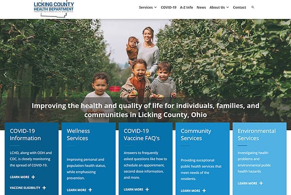 Columbus Ohio Licking County Health Department website design and build