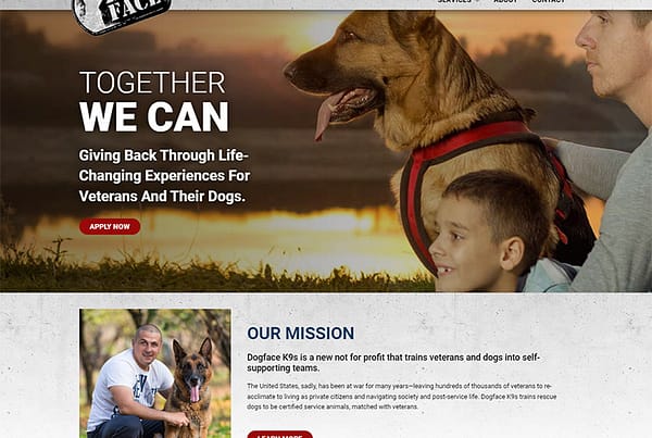 Dogface K-9 charitable and eCommerce Website Design