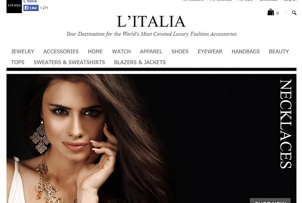 L'italia - Designer Accessory Website with Shopping Cart