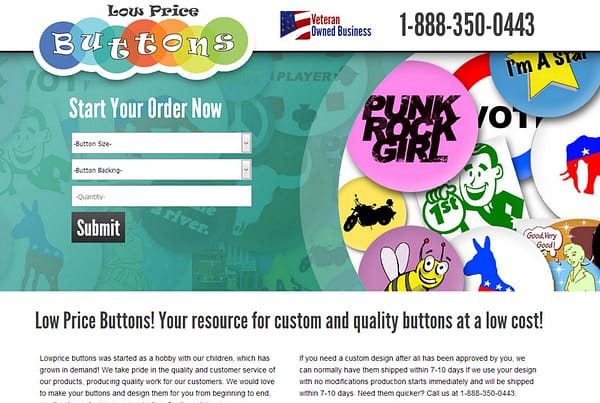 Low Price Buttons - Veteran Owned Button Creation Website