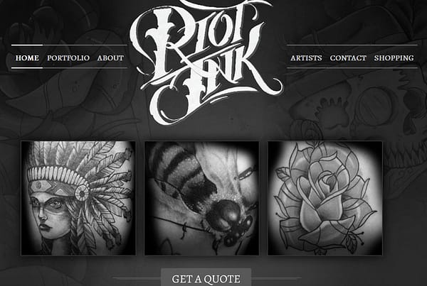 Riot Ink - Tattoo and Art Gallery Website