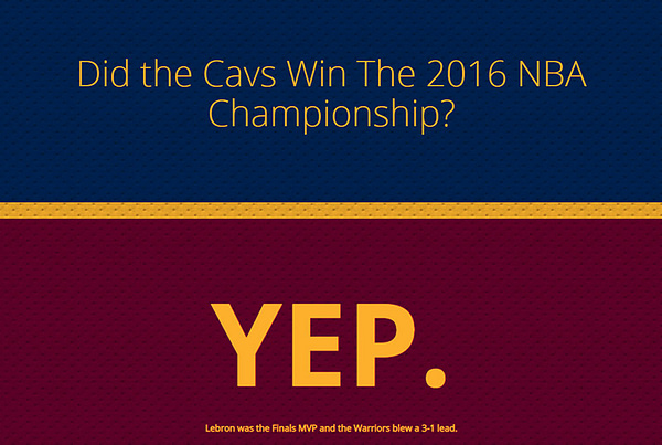 Did the Cavs with the 2016 NBA Championship