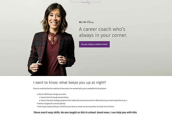 Columbus Elisia Keown coaching website design, build and branding