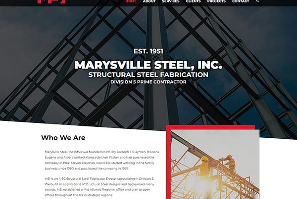 Marysville Steel Website Design Robintek Columbus Ohio