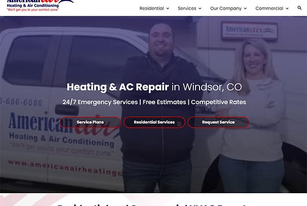 American Air Heating & AC Repair Company Website Design
