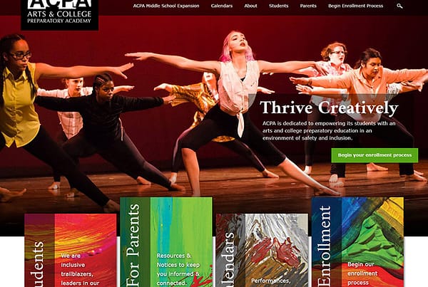 Arts & College Preparatory Website Design