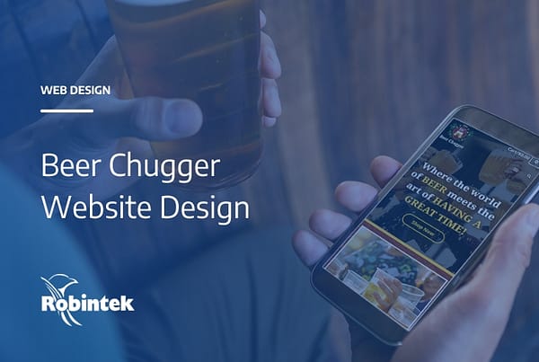 Beer Chugger ecommerce website design blog header with design shown on mobile device