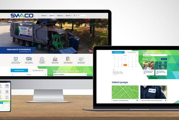 SWACO homepage design by Robintek shown on desktop, laptop, and mobile devices