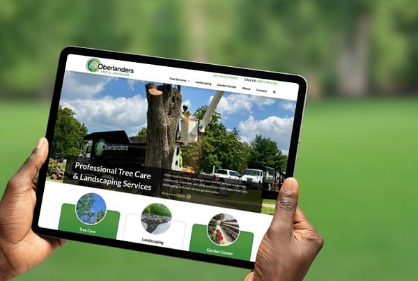 Oberlanders website homepage design by Robintek shown on tablet