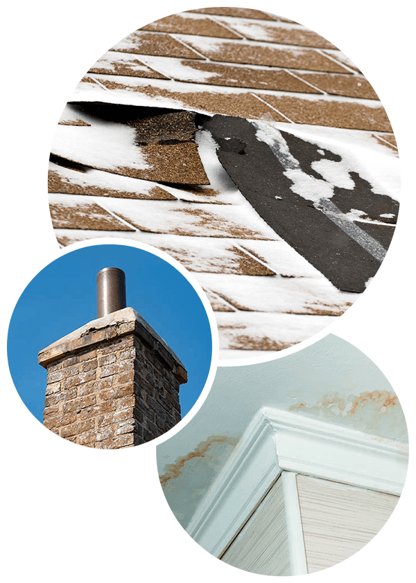 Winter Damaged Roof and Chimney Repair