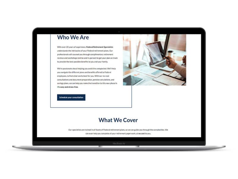Robintek Content Creation for Federal Retirement Specialists - Columbus Website Design