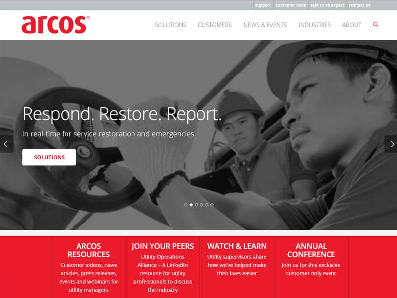 Arcos website design and launch - home page