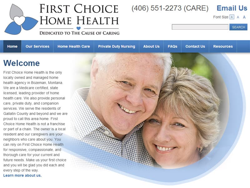 First Choice Home Health home health website for residents 55 and older