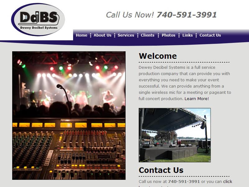 Dewey Decibel Systems full-service production company business website