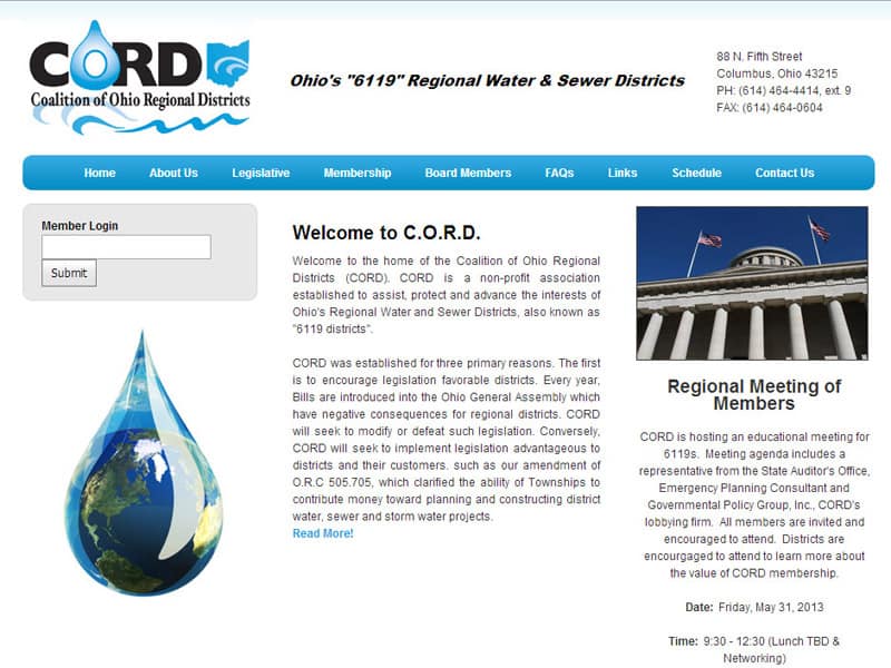 CORD coalition of ohio regional districts non-profit website