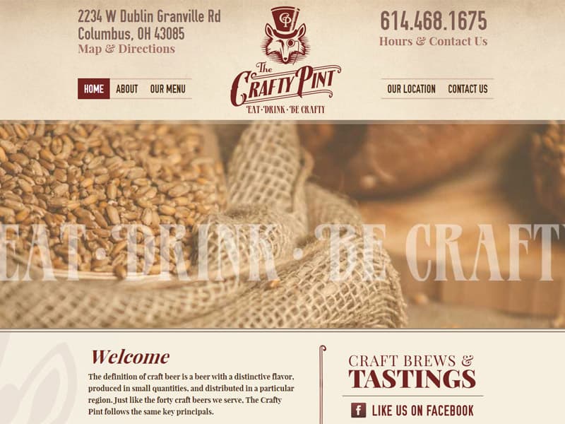 Crafty Pint - Restaurant and Bar Website