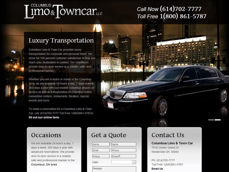 Columbus Limo and Towncar LLC - Luxury Tranportation Website