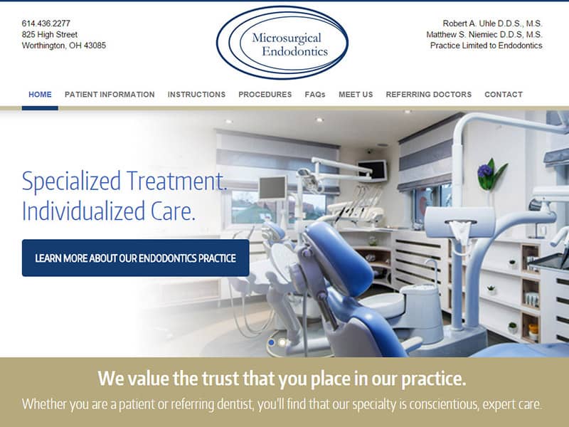 Microsurgical Endodontics - Medical Website Design