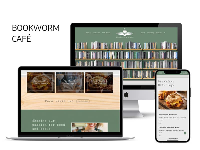 Bookworm Cafe - Mobile Responsive Website Design - Robintek Columbus Ohio