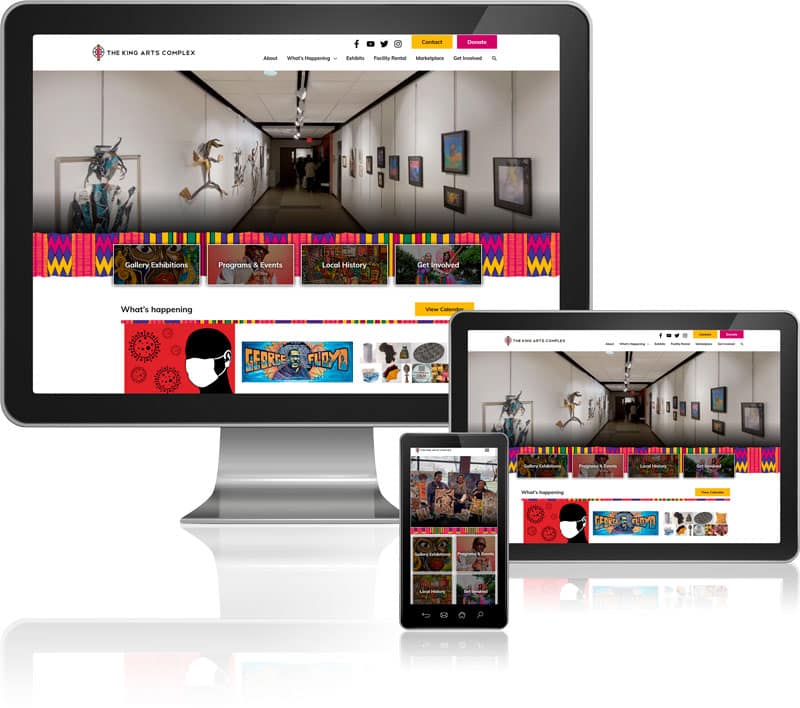 King Arts Complex website on screens