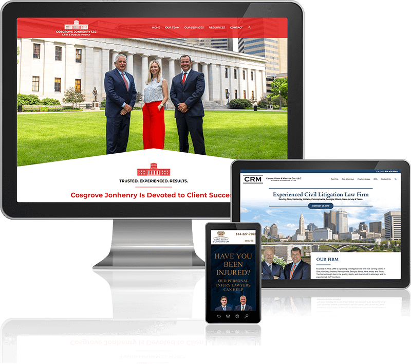 Lawyer Website Design Examples on Desktop Tablet and Mobile