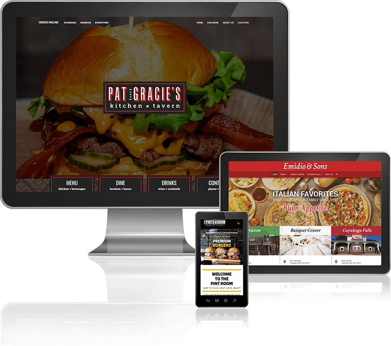 Restaurant Website Design Examples on Desktop Tablet and Mobile