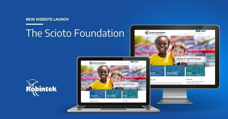 The Scioto Foundation website design on a laptop and desktop