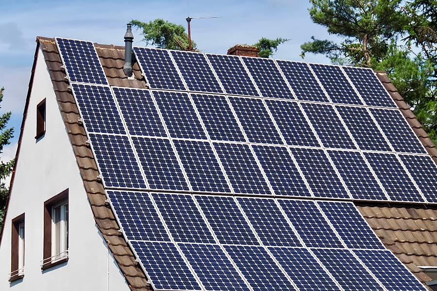 Solar Panels on roof of home for Solar Energy