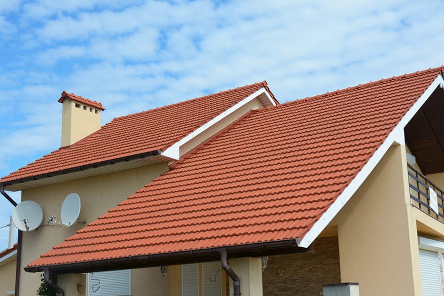 Modern House with red clay tiled roof