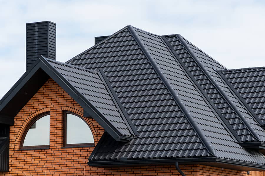 Metal roof on a new home