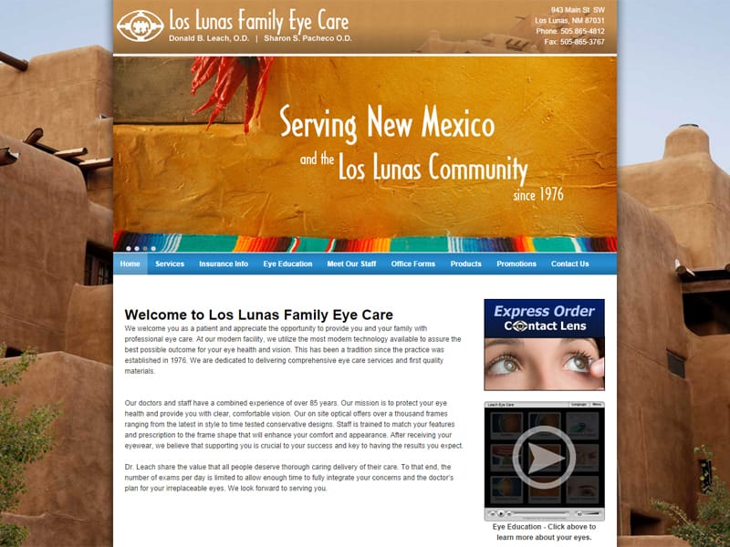 Los Lunas Family Eye Care Robintek Columbus site Design, Graphic
