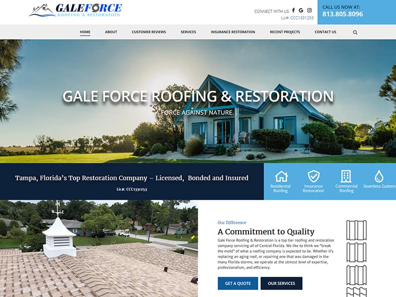 Gale Force Roofing Robintek Columbus site Design, Graphic Design