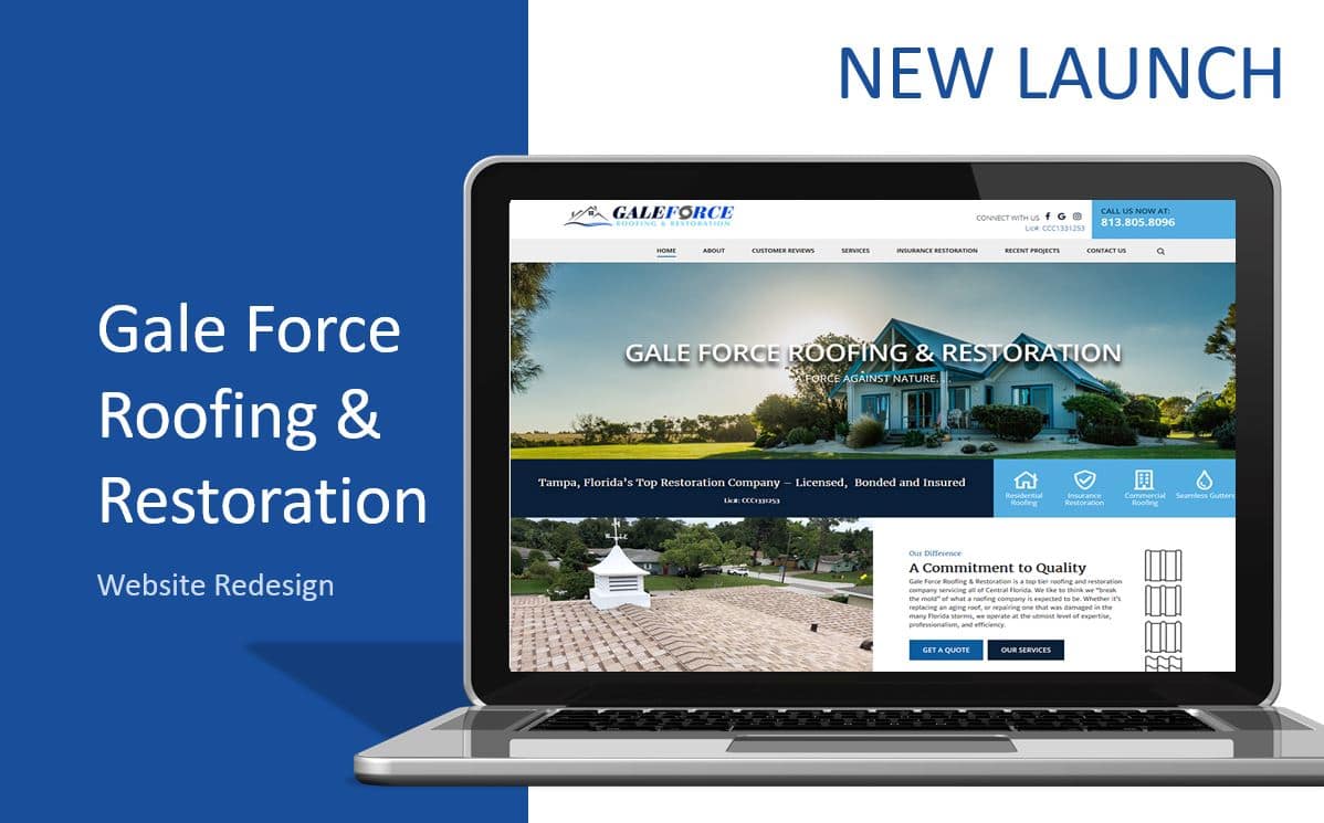 site Redesign & Rebuild Gale Force Roofing Robintek Columbus Ohio