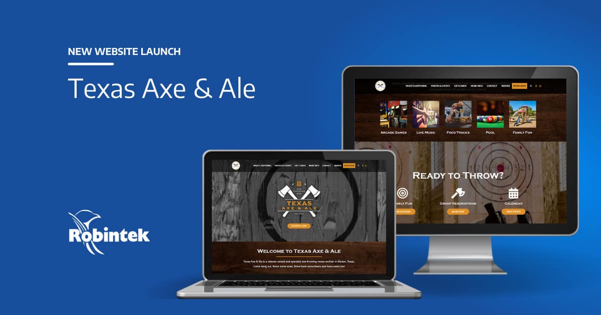 New site Design Texas Axe & Ale Robintek  Design Ohio